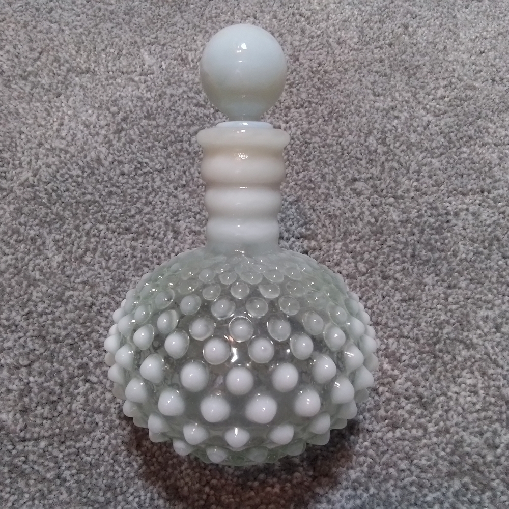 Fenton White Hobnail Glass Perfume Bottle